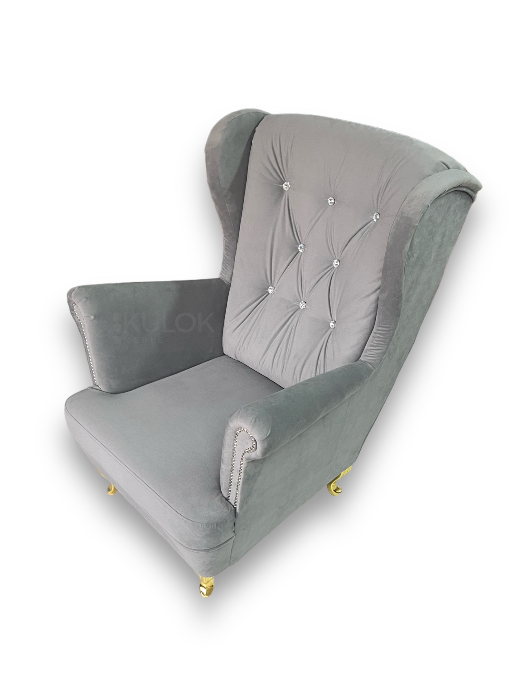 Złoty chrom i kryształki Swarovski - nowoczesny fotel glamour do salonu.